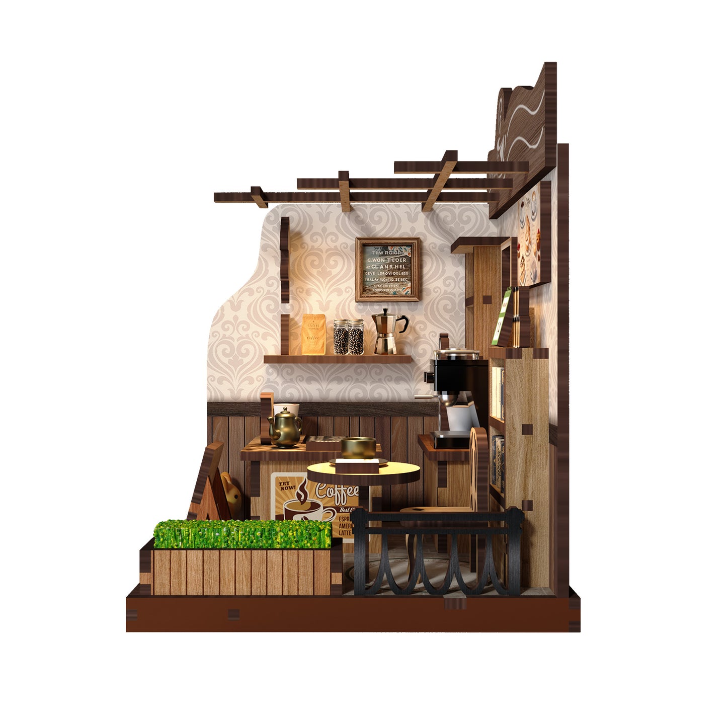 立体パズル ミニチュアハウス カントリーカフェ|DIY 木製キット